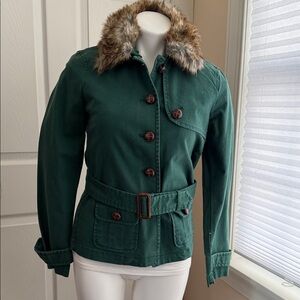 GAP  Green Utility Jacket with Faux Fur Collar
